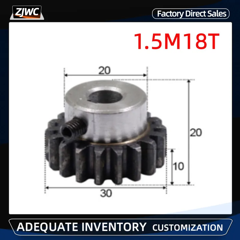 

1pc Spur Gear Pinion 1.5M 18T 1.5Mod 18Teeth Right Teeth Hole 8mm 10mm 12mm 15mm 45# Steel Major Gear CNC Gear Rack Transmission
