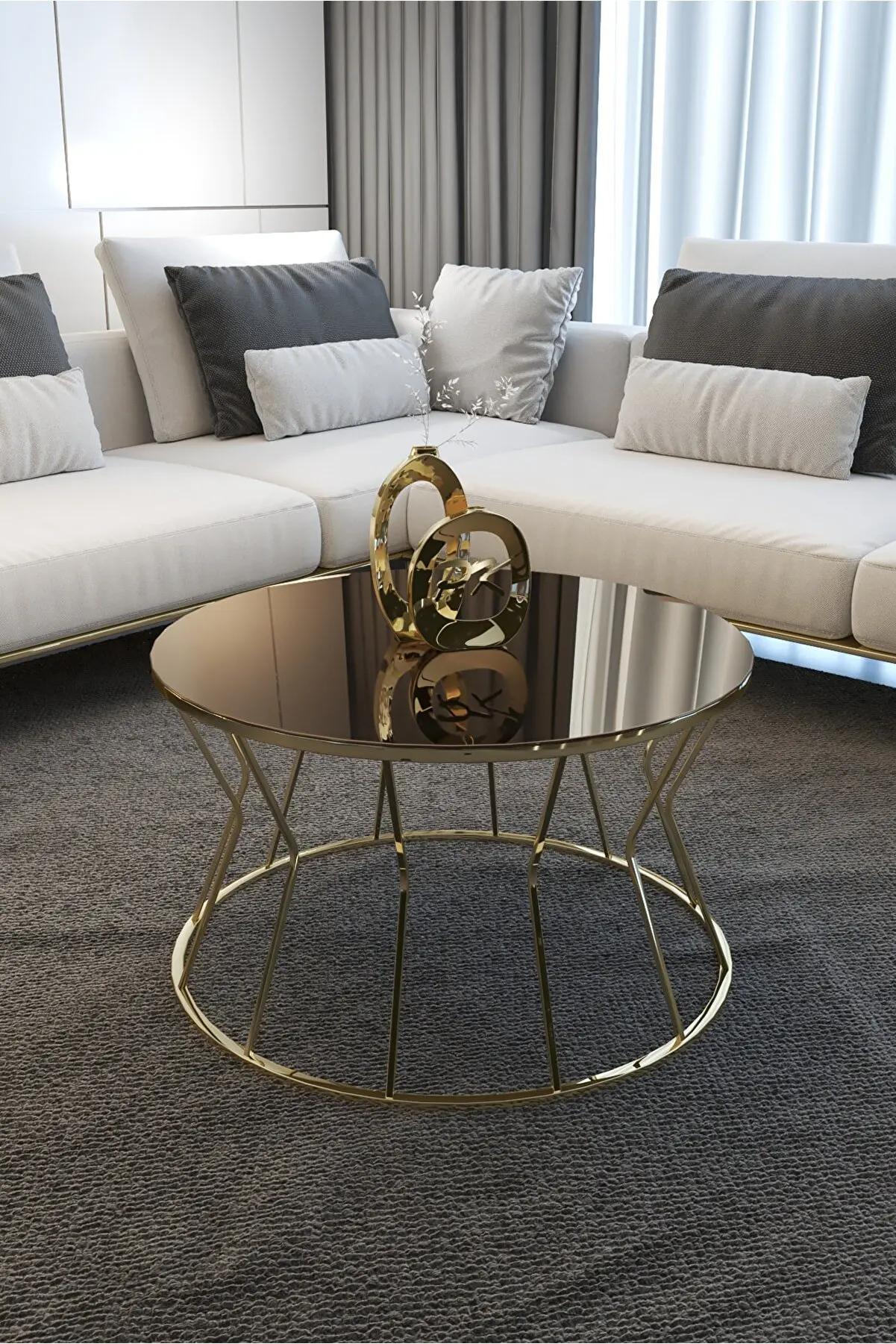 HOURCLOCK COFFEE TABLE METAL WORK TABLE CENTER TABLE GOLD LEG BRONZE MIRROR GLASS DINING TABLE MODERN offex archtech modern end table 24 in gold clear glass