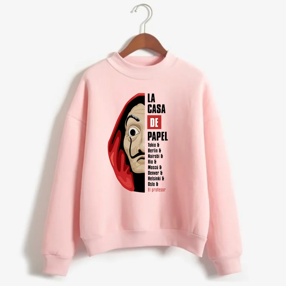 New Women Casual Pullover La Casa De Papel Print Hoodie Sweatshirt Tops Long Sleeve Round Neck Pullover Hoodie