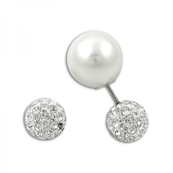 

Silver 925 Sterling Double Sided Pearl & Cubic Zirconia Earrings