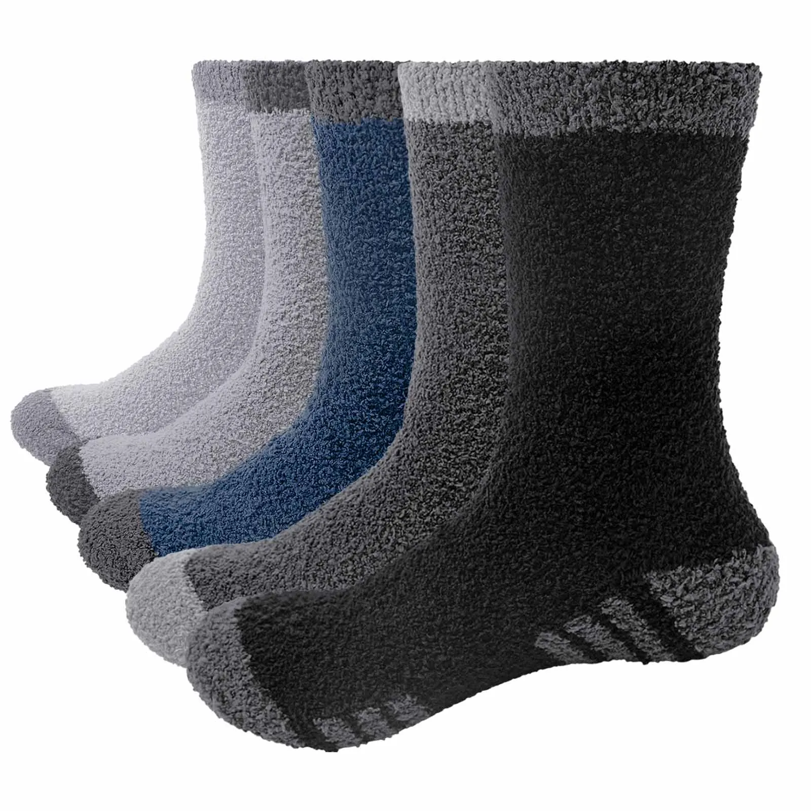 Men's Fluffy Socks Soft Fleece Cozy Fuzzy Thermal Warm Sleep Bed Socks For Men Size 37-44 EU(5 Pairs/Pack)