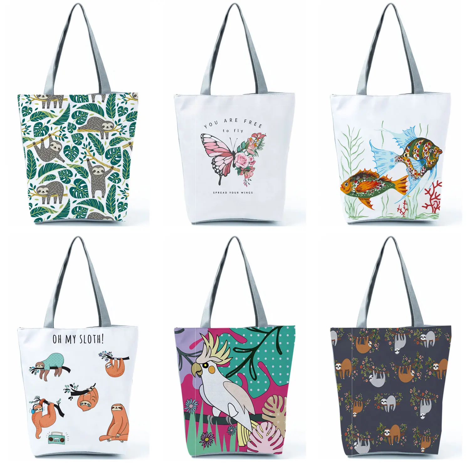 Simple Style Bee Butterfly Printed Shoulder Bag Female Beautiful Travel Shipping Tote Bag Portable Lunch Box Bento Outdoor Packs