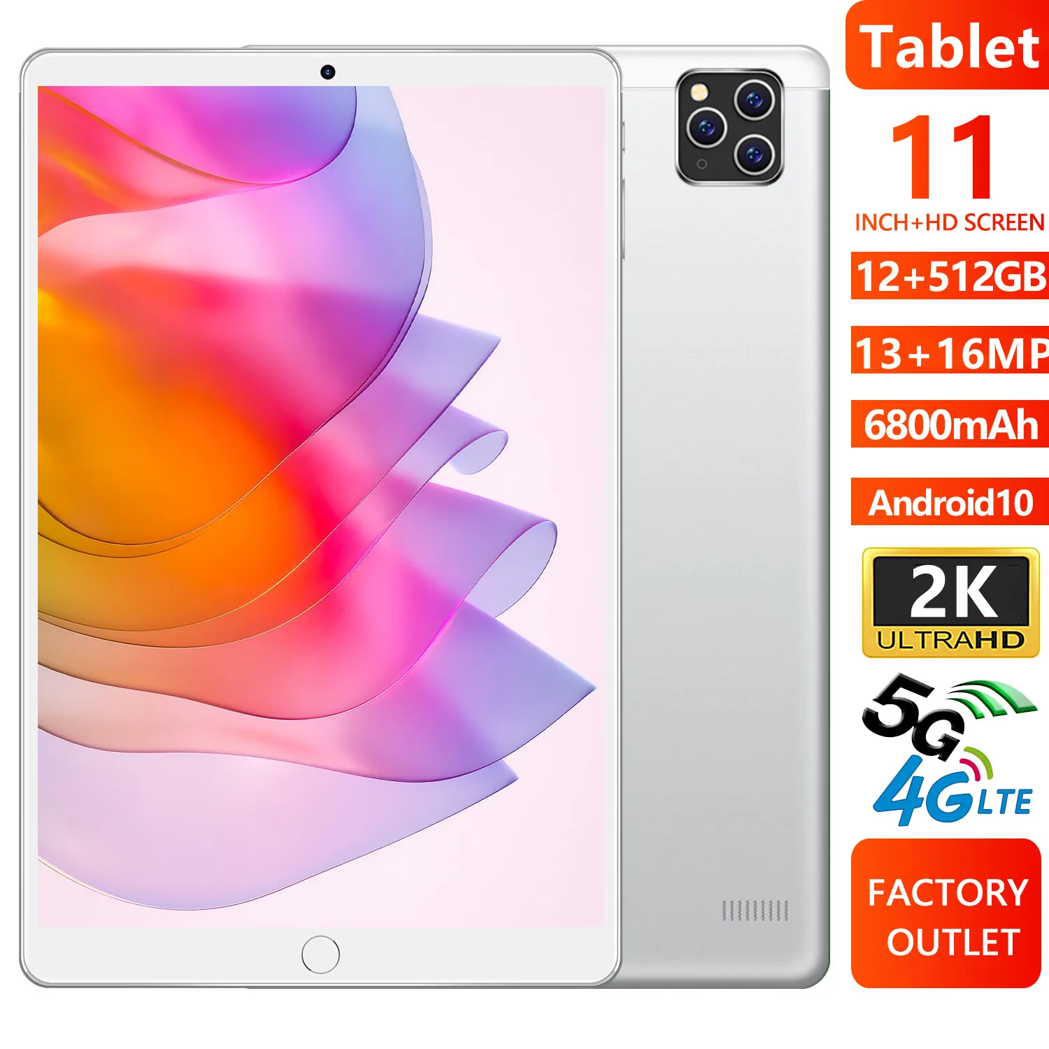 

11inch Speaker Phone Tablet Pad Pro Google Play 12GB RAM 512GB ROM Tablets Android 10.0 Dual Call GPS Bluetooth