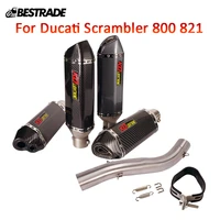 for ducati scrambler 800 821 full exhaust system motorcycle 51mm mid connect link tip escape muffler pipe stainless steel