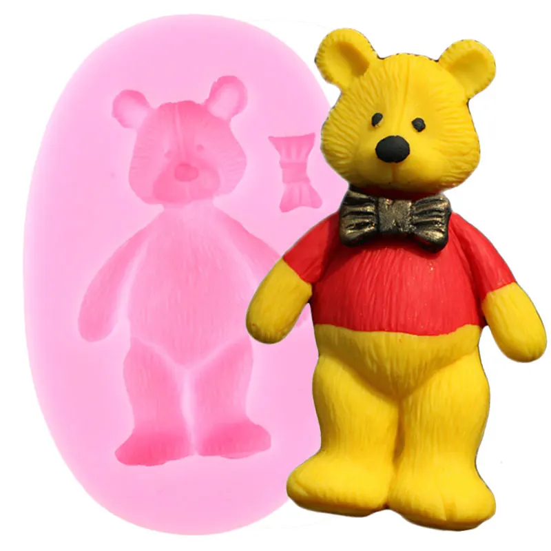 

3D медведя Ремесло мыло силиконовые формы Свадебный галстук-бабочка торт кайма для мастики формы торт декоративные инструменты шоколад для ...