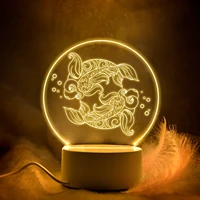 pisces fish zodiac sign birthday gift for familyfriendloverschildren novelty 3d led night light decorative room table lamp