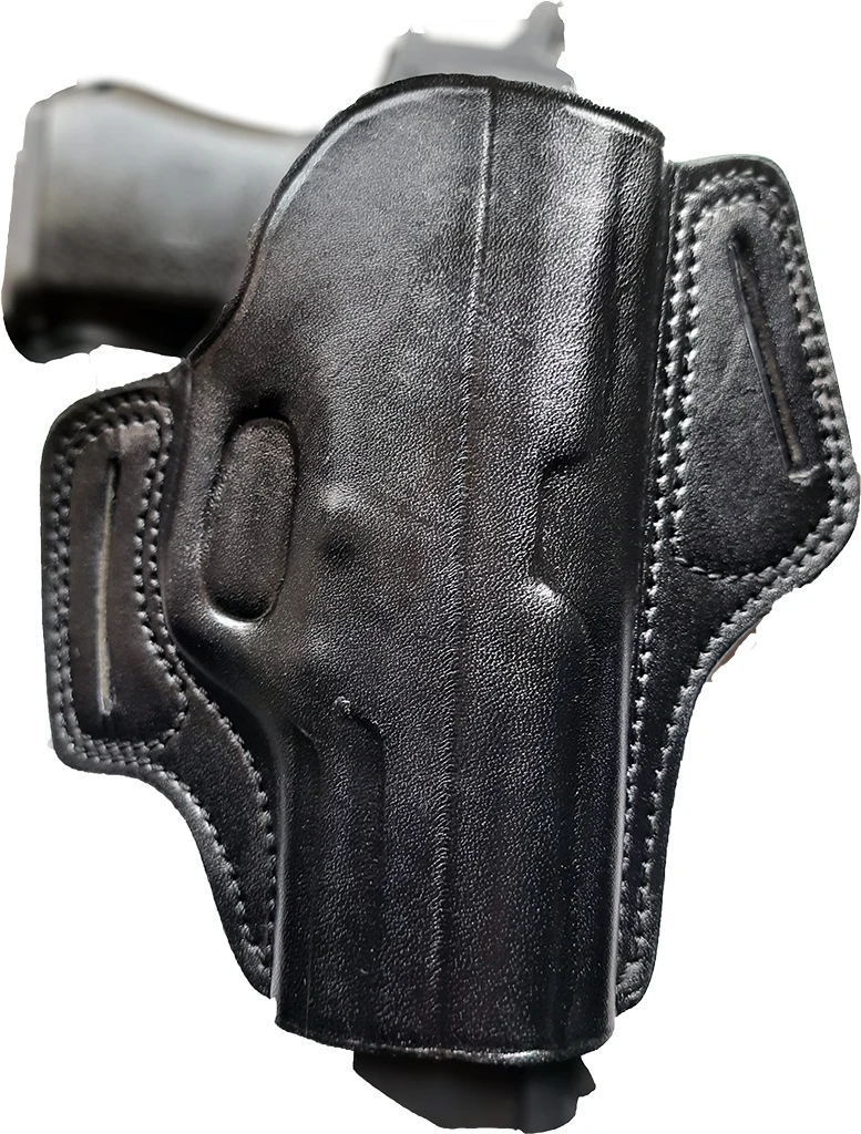 Stoeger Cougar 8000 Real Cowskin Handmade Pancake Style OWB Carry Two Slot Fast Draw Pistol Firearm Gun Holster Pouch