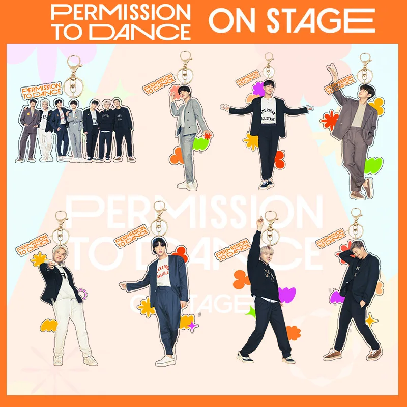 

KPOP Bangtan Boys Permission to Dance Acrylic Double Sided Printing Key Chain Stand Figure Desktop Bag Accessories JIMIN JIN