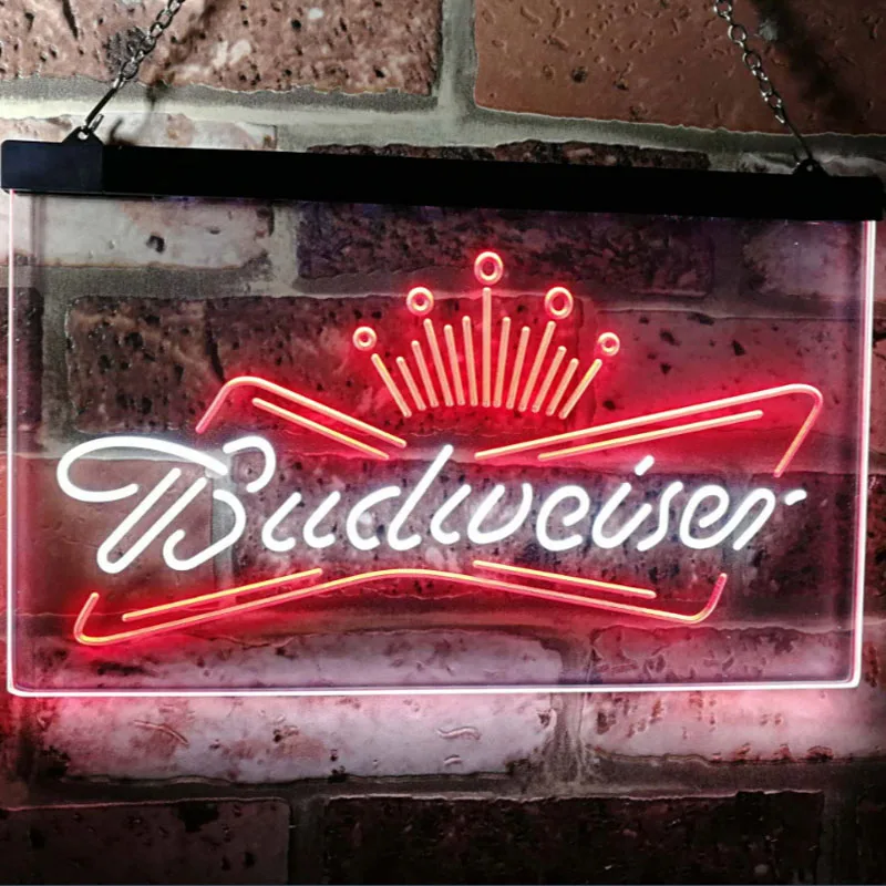 

Неоновая светодиодная вывеска Budweiser Crown, двухцветный LED светильник в деловом стиле, для игровой комнаты, под заказ