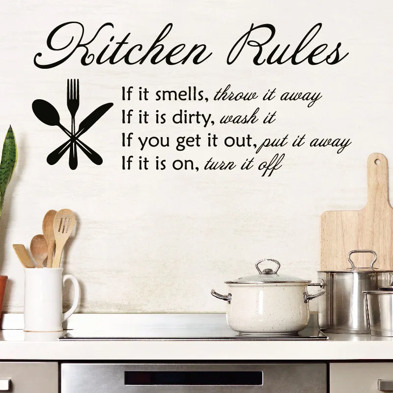 Кухня правила Наклейка на стену Декор виниловая наклейка Стикеры современный