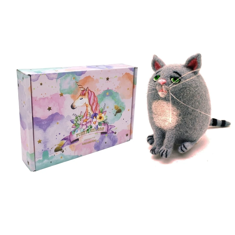 

Needle Felting Kits for Beginner Cat Felting Mat Felting Needles Finger Guards Instructions DIY Wool Felting Craft with Gift Box