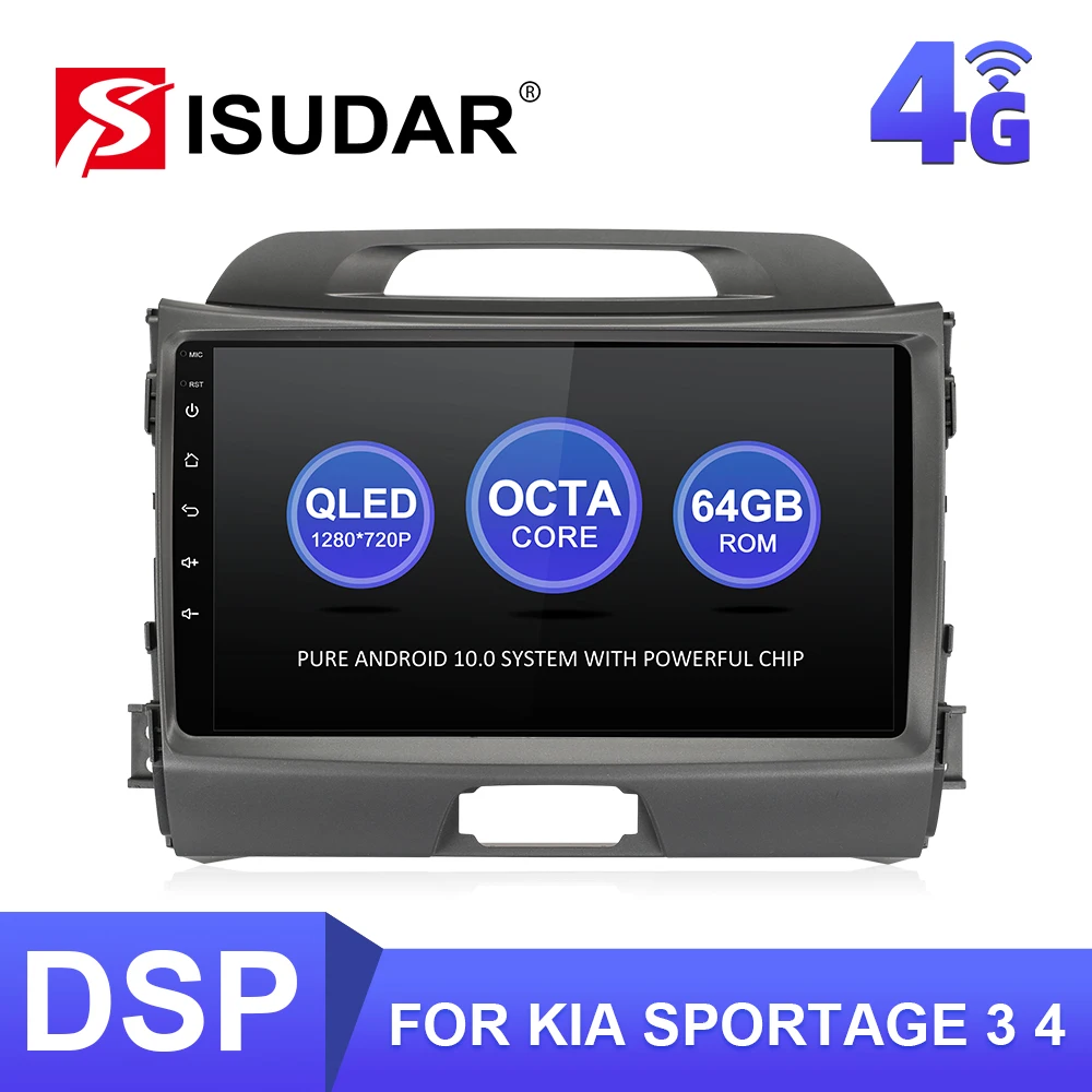 Автомагнитола ISUDAR T68 QLED Android 10 для KIA Sportage 2010 2011 2012 2013-2016 GPS Автомобильный