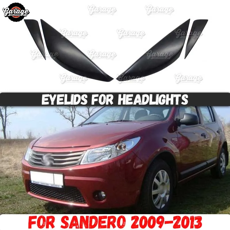 Веки для фар Renault Sandero / Stepway 2009 2013 АБС пластиковые накладки изгиб бровей