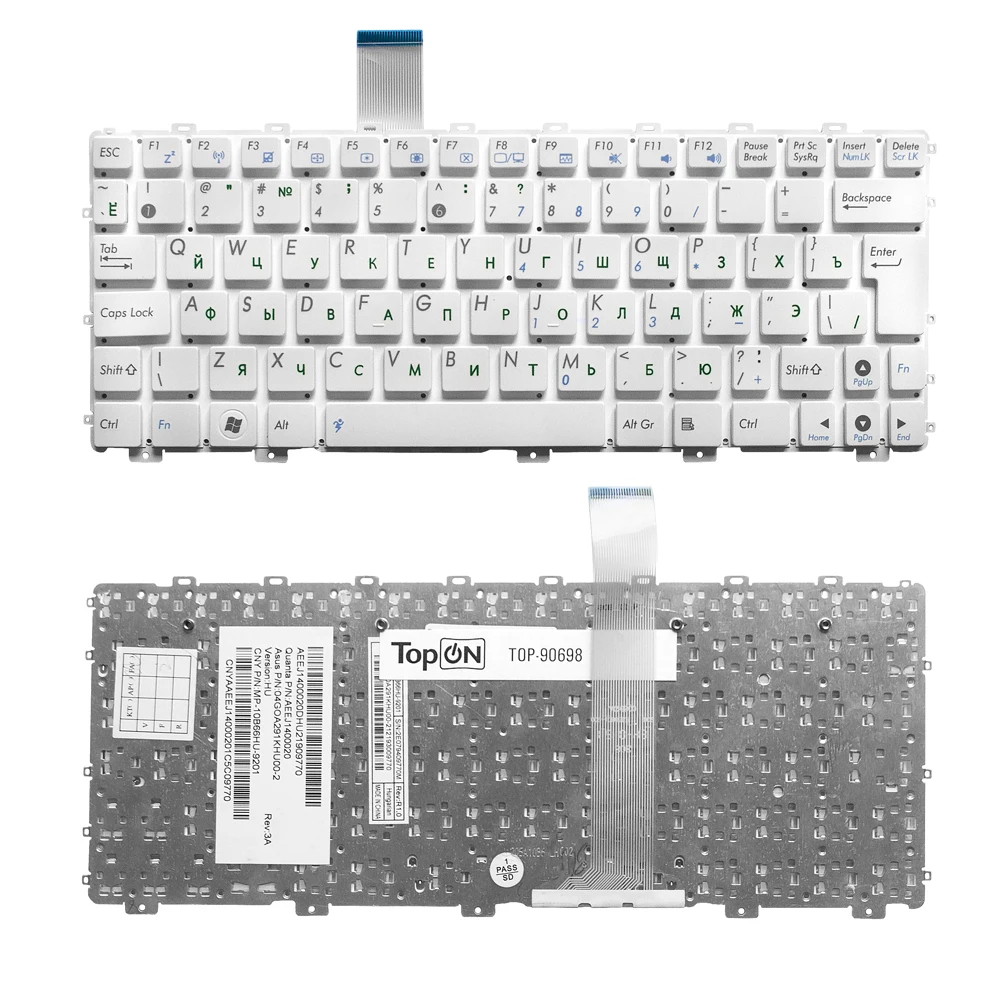 Клавиатура для Asus Eee PC 1011PX 1015PN 1015PW 1015PX 1015T X101 X101H (Белая без рамки) | Компьютеры и