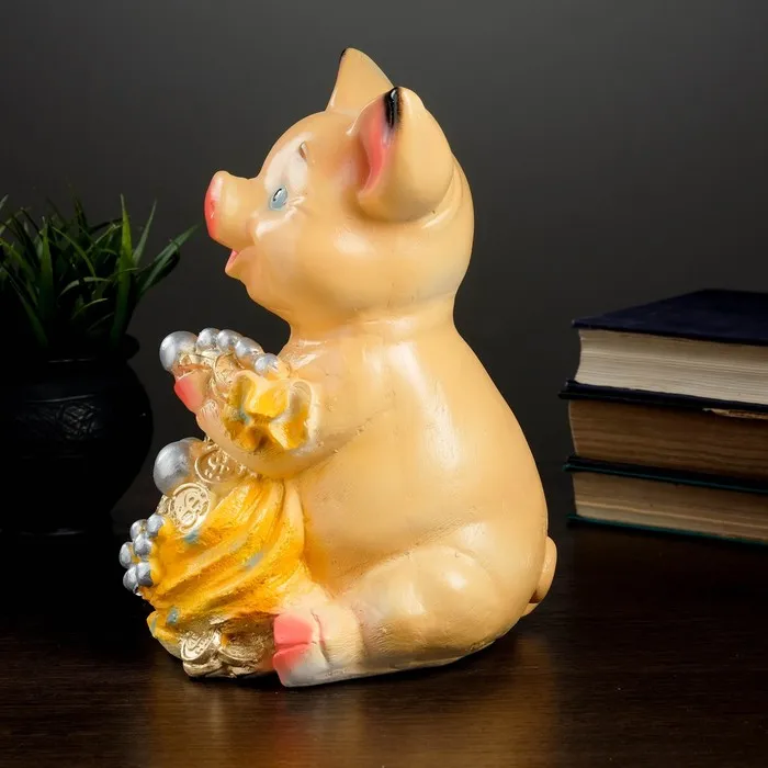 Piggy bank pig large with bag 17 х14х24см mix | Дом и сад