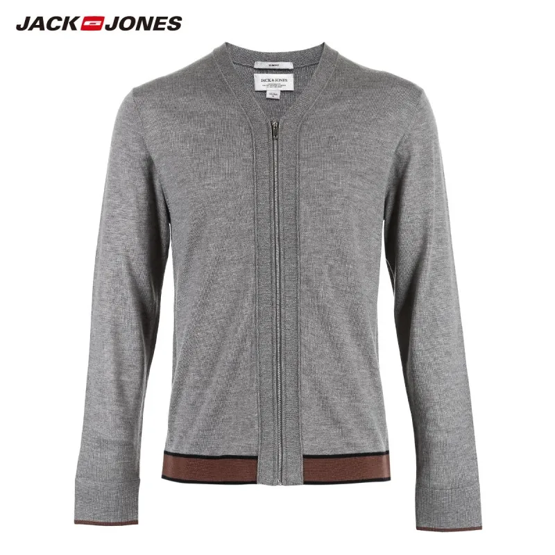 JackJones/осенний мужской Повседневный свитер на молнии с длинными рукавами топ