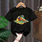 Кубик Рубика Meltingcube с рисунком, детская черная кавайная одежда в стиле Харадзюку, топы для мальчиков и девочек, подарок, Прямая поставка