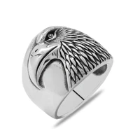 sterling 925k silver turkish handmade jewelry eagle motif mens ring all size