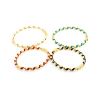 4 colors boho twisted geometric enamel open bracelet ladies girls punk colorful copper gold plated bracelet party favors