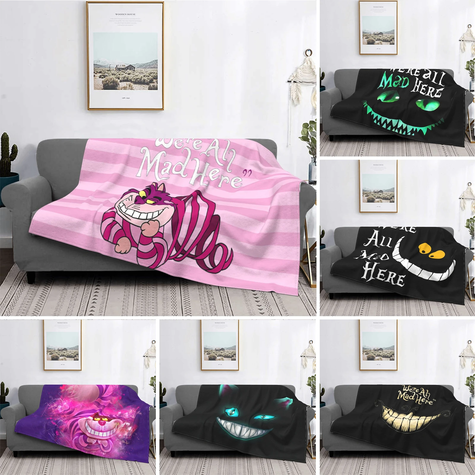 

Cheshire Cat Fleece Blanket Ultra Soft Flannel Blanket Digital Printed All Season Premium Fluffy Microfiber Fleece