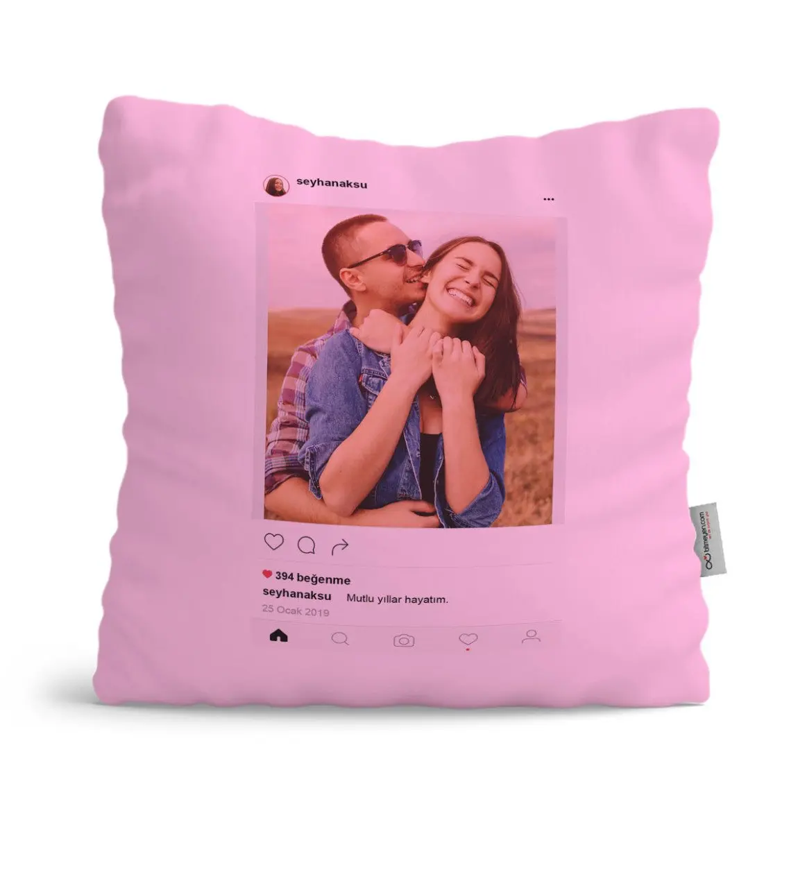 

Персонализированная розовая подушка в стиле эйсстаграммы