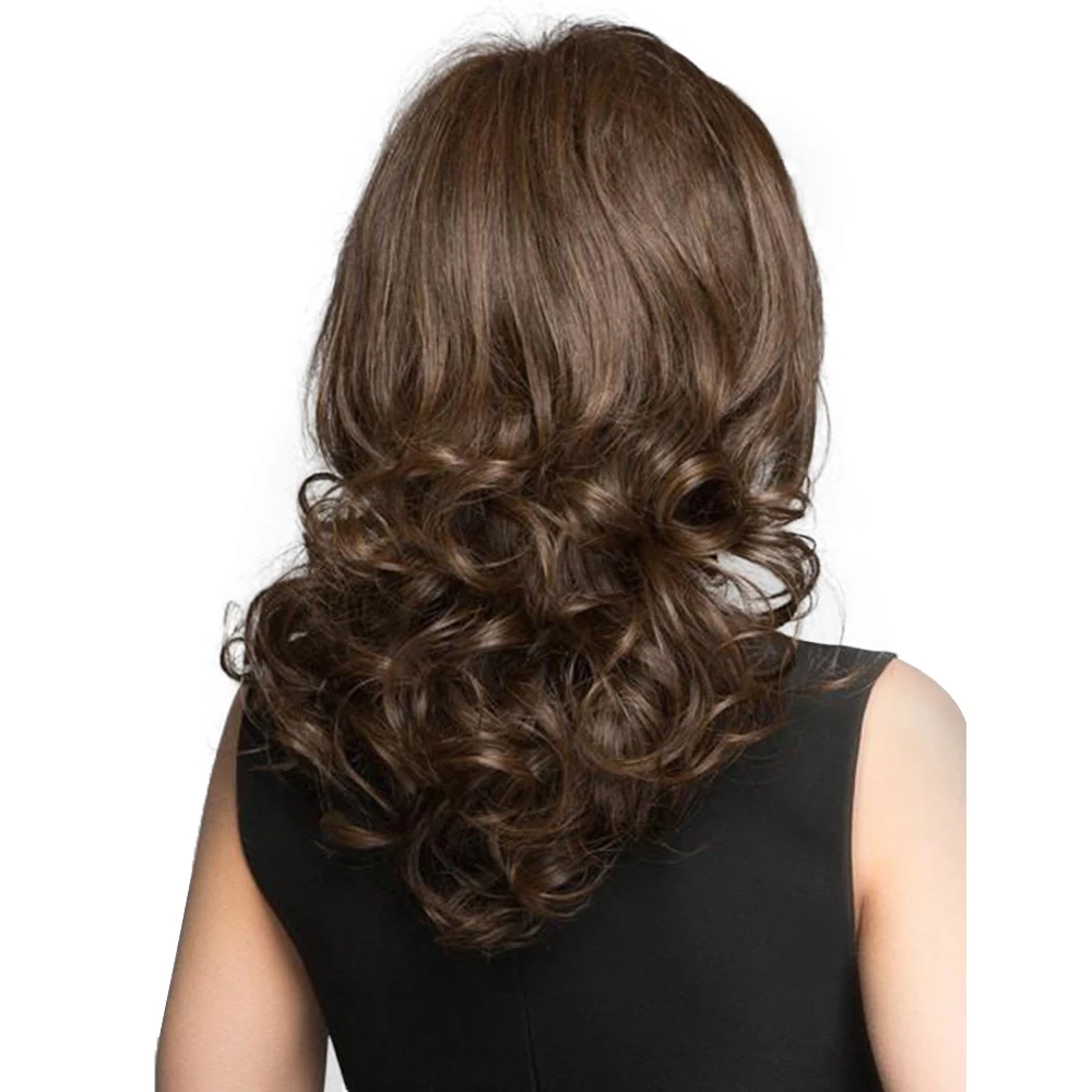 Парики из искусственных волос без шапочки основы короткий волнистые черный