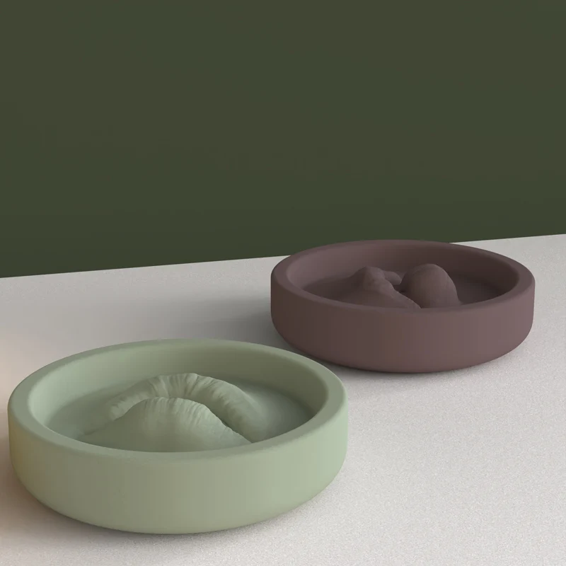 Molde de silicona de inserci&oacute;n de incienso de hormig&oacute;n, bandeja de incienso de aromaterapia con dise&ntilde;o creativo en forma de boca, decoraci&oacute;n artesanal-3