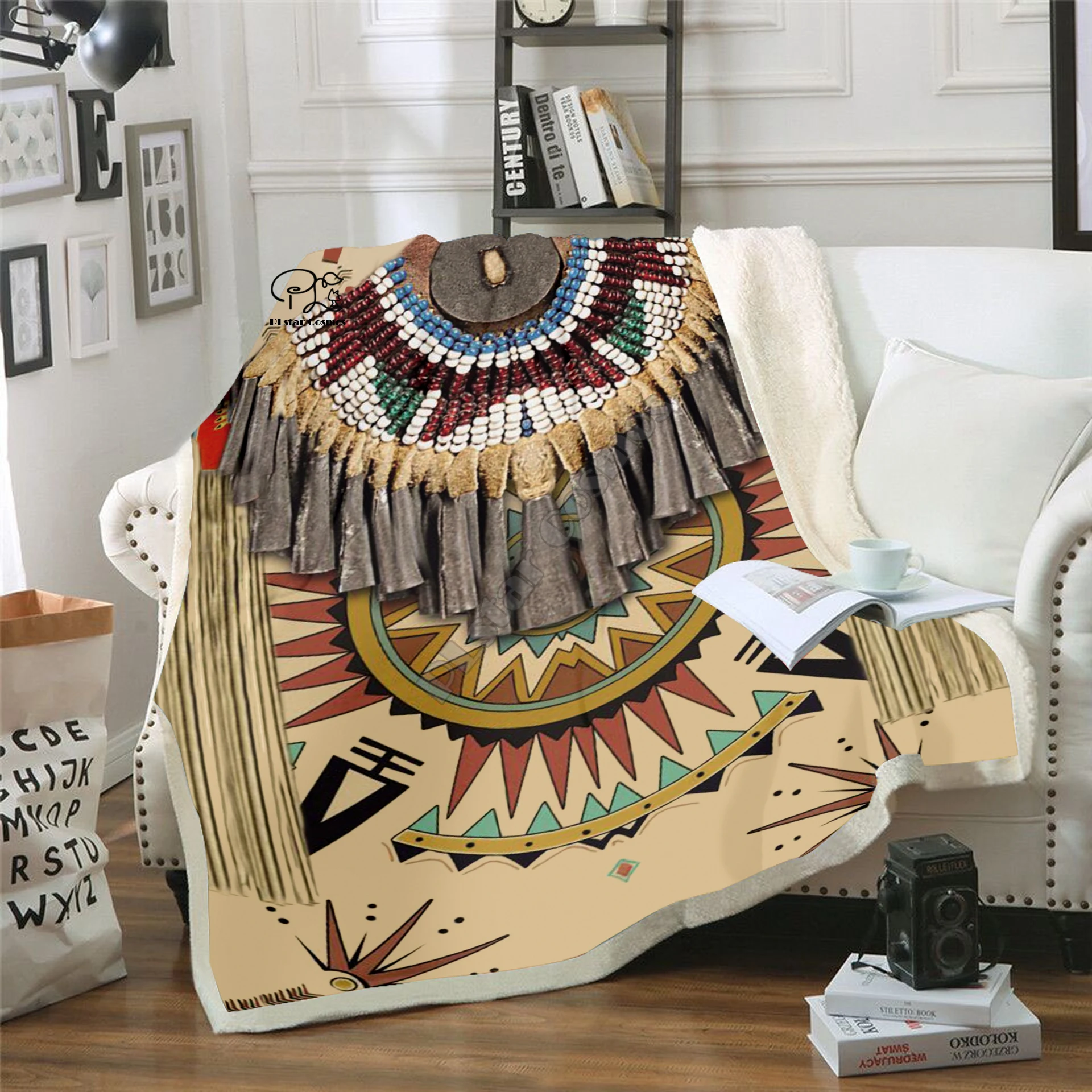 Одеяло PLstar черное родное индийское Лакота Череп буйвол солдат 3D принт шерпа