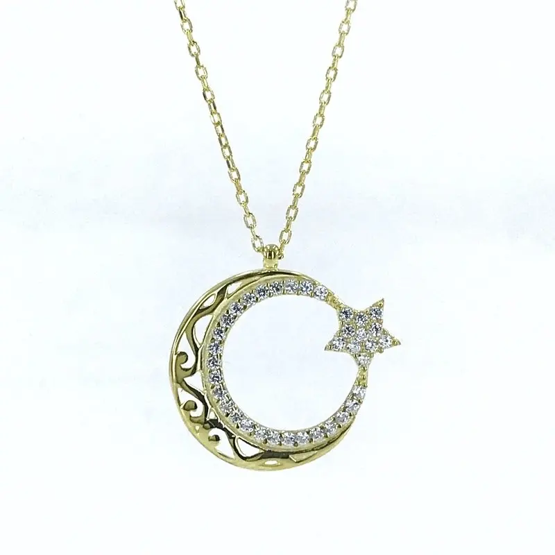 Новый дизайн Золотая Модель серебряное ожерелье с Луной и звездами|Подвески| |