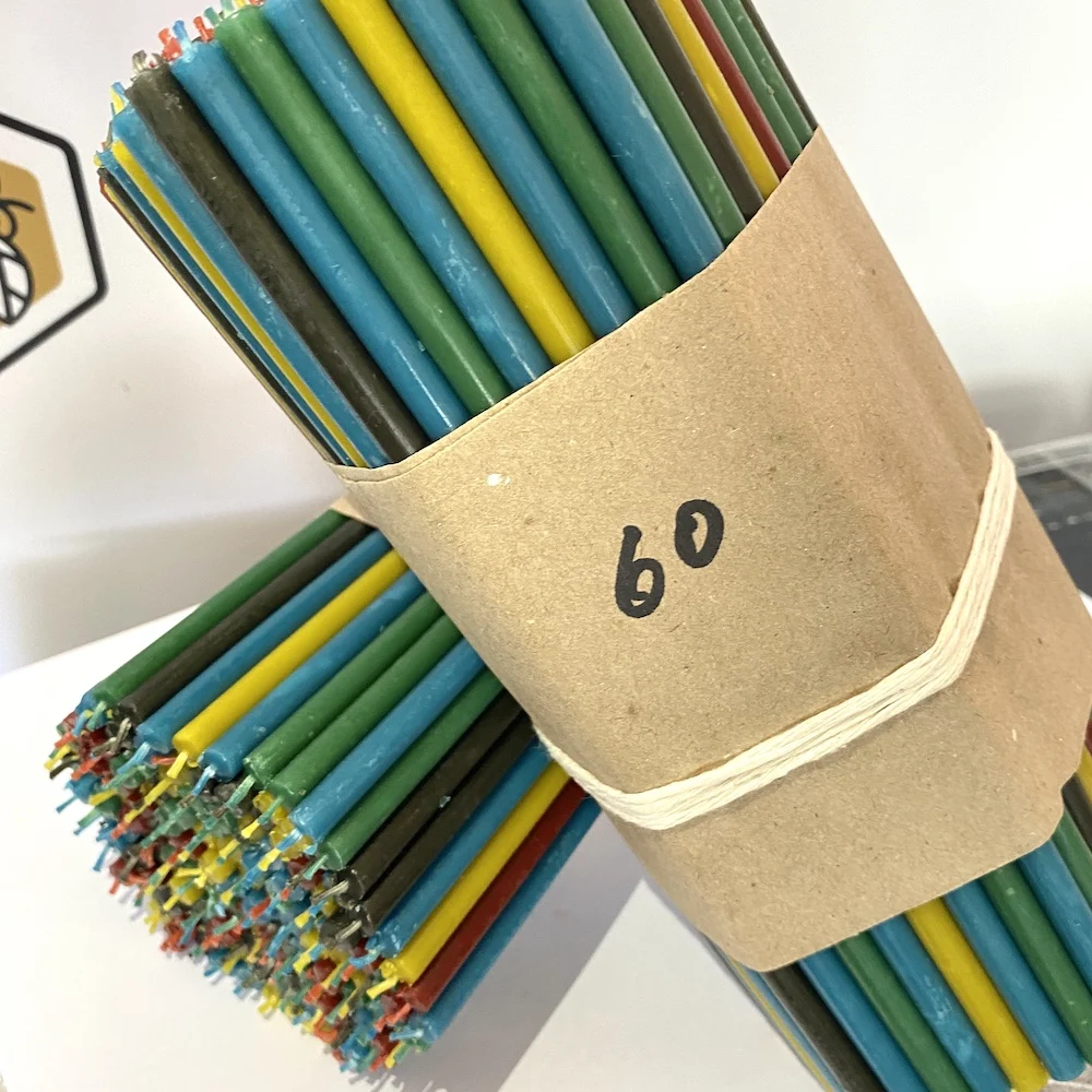 Набор цветных восковых свечей №60 ±150 шт. голубые зелёные чёрные жёлтые красные