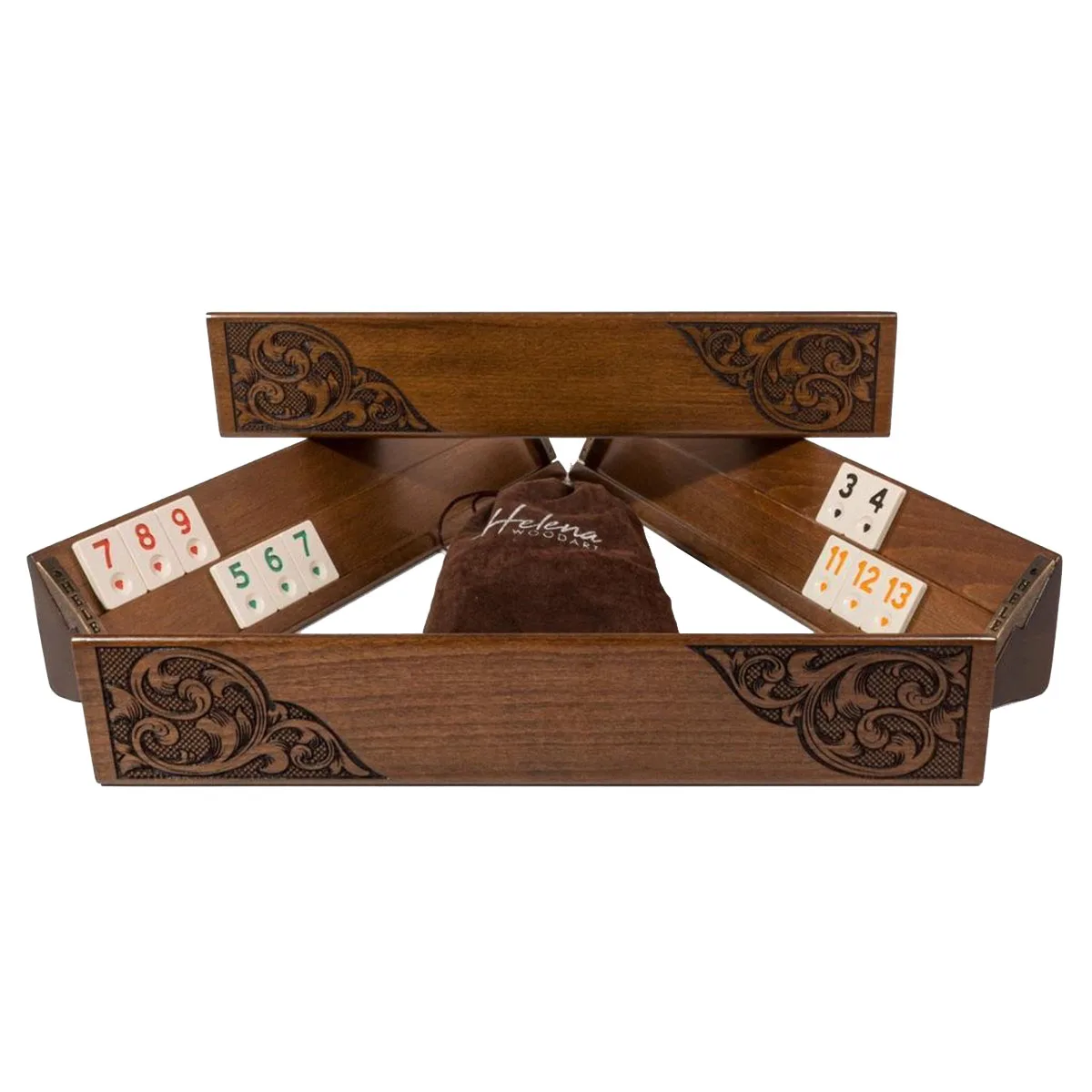 Роскошный семейный набор для настольных игр Rummy из твердой натуральной древесины