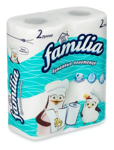Paper towels FAMILIA 2 layer sheet roll 1/2 Kitchen utensils paper kitchen cleaning products | Красота и здоровье