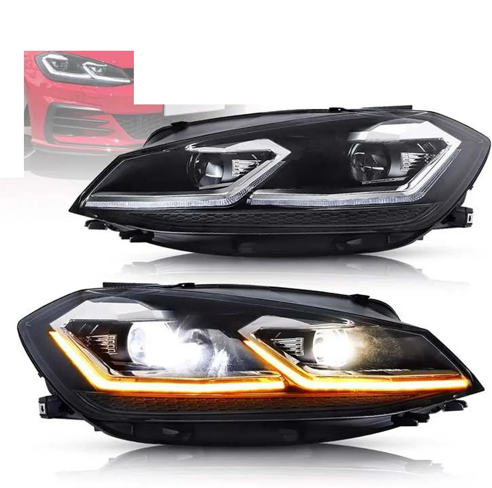 For Volkswagen Golf MK7.5 J Style Silver LED Headlight Car Light Assembly DRL Daytime Running Lights Head Lamp High Quality