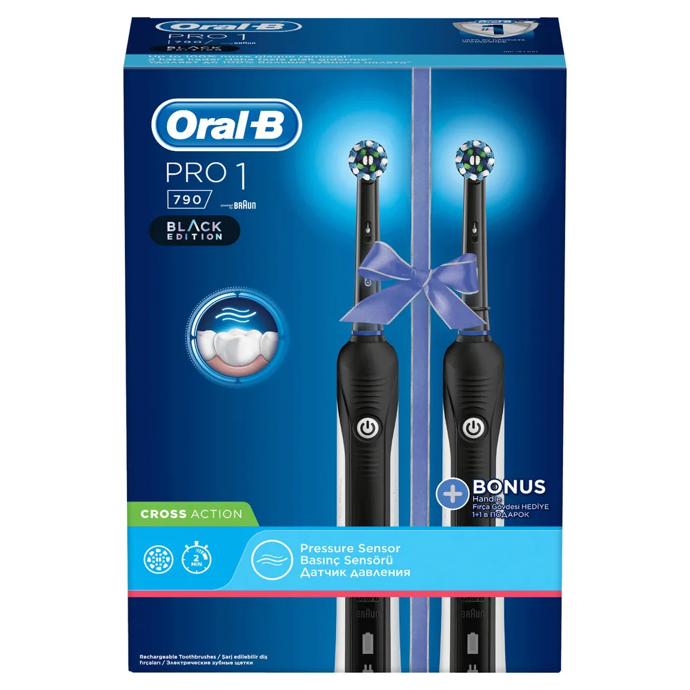 Подарочный набор Oral-B Pro 1 790 - Электрические зубные щетки для взрослых черные |