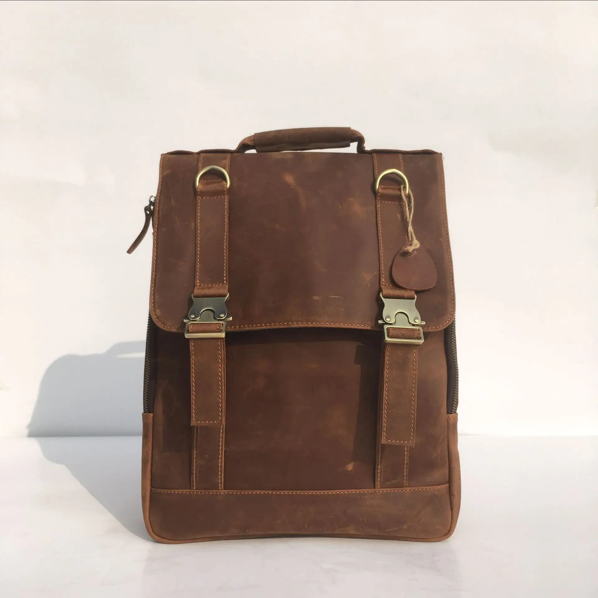 

Hot New Multi function Fashion Men Backpack Genuine Leather Backpack Leather School Bag Neutral Portable Brown Travel Bag