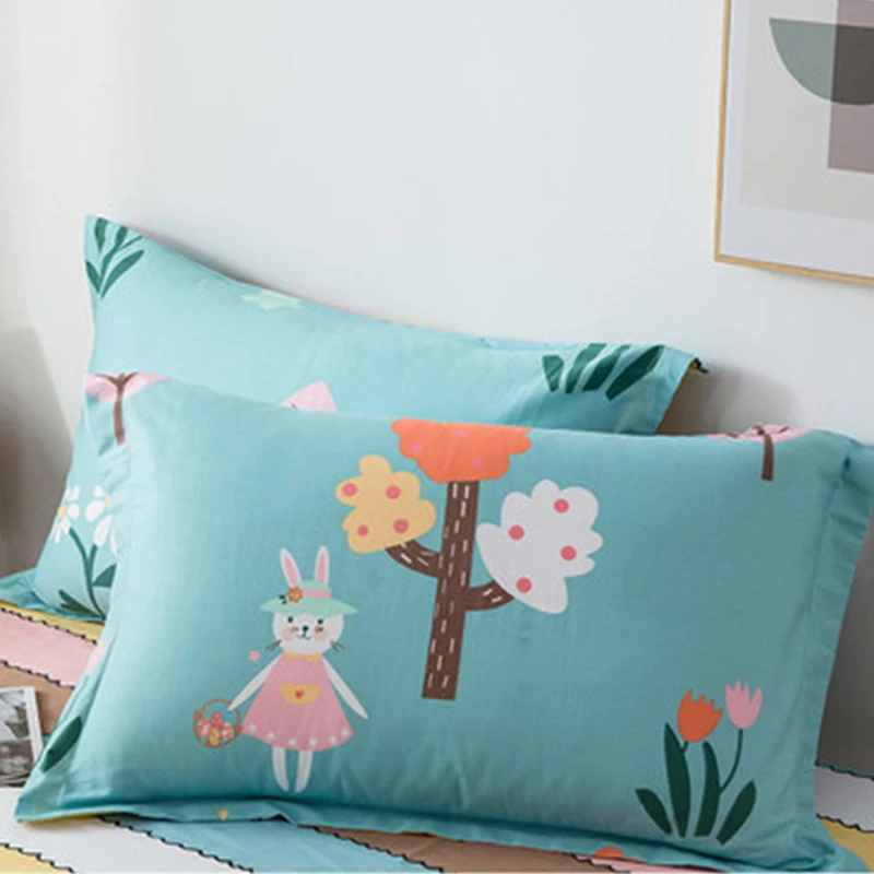 

WVCWC Cotton Twill Pillowcase Pure Cotton Single Dormitory Pillow Case One Pair Pack Children's Whole Pillow Case 48x74cm