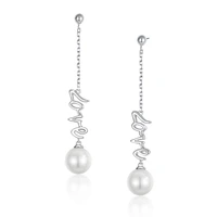 anna queenpearlove spiral pearl earrings long dangle pearl earrings for women fashion fine jewelry fq0060