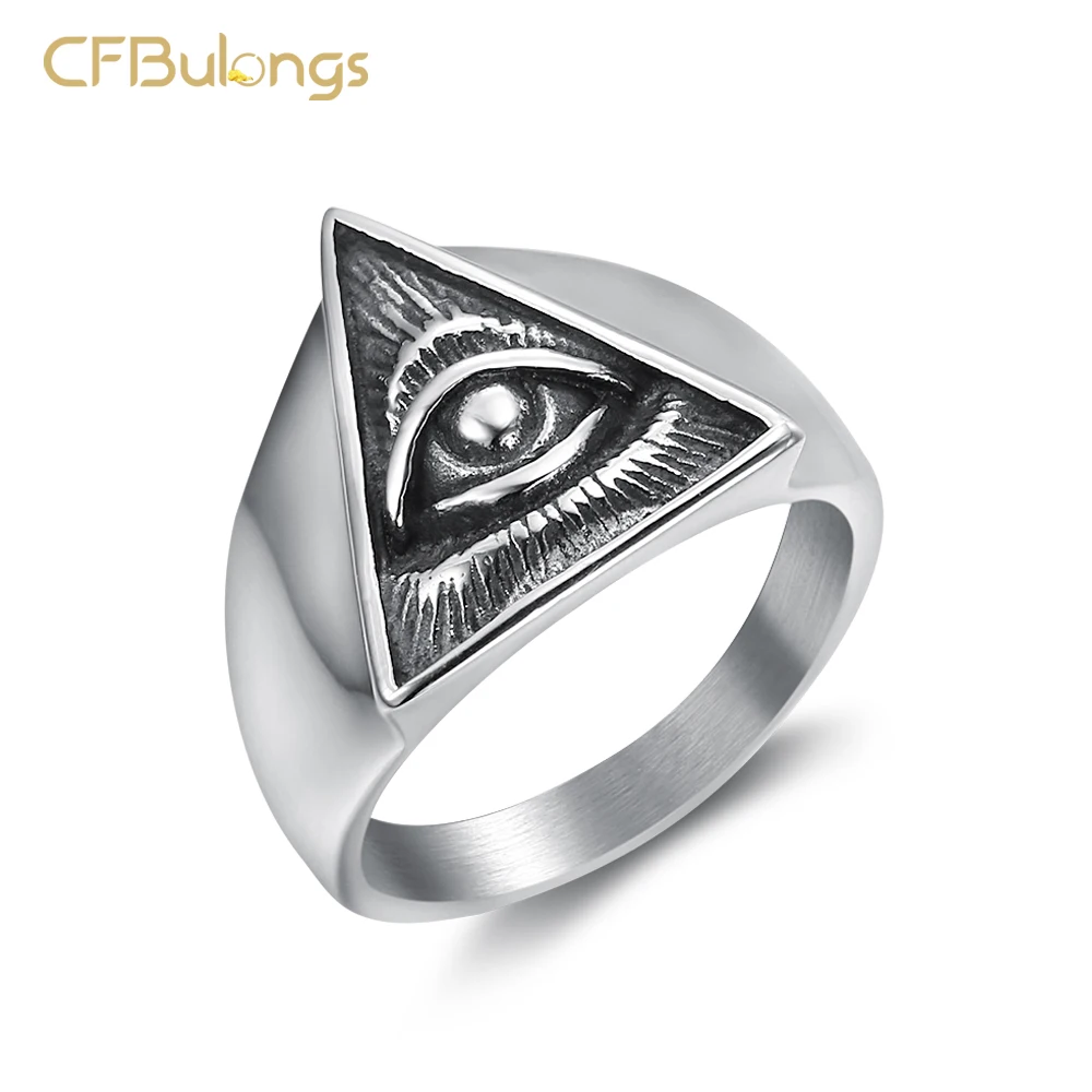 Мужское геометрическое кольцо CFBulongs масонское из нержавеющей стали 316L