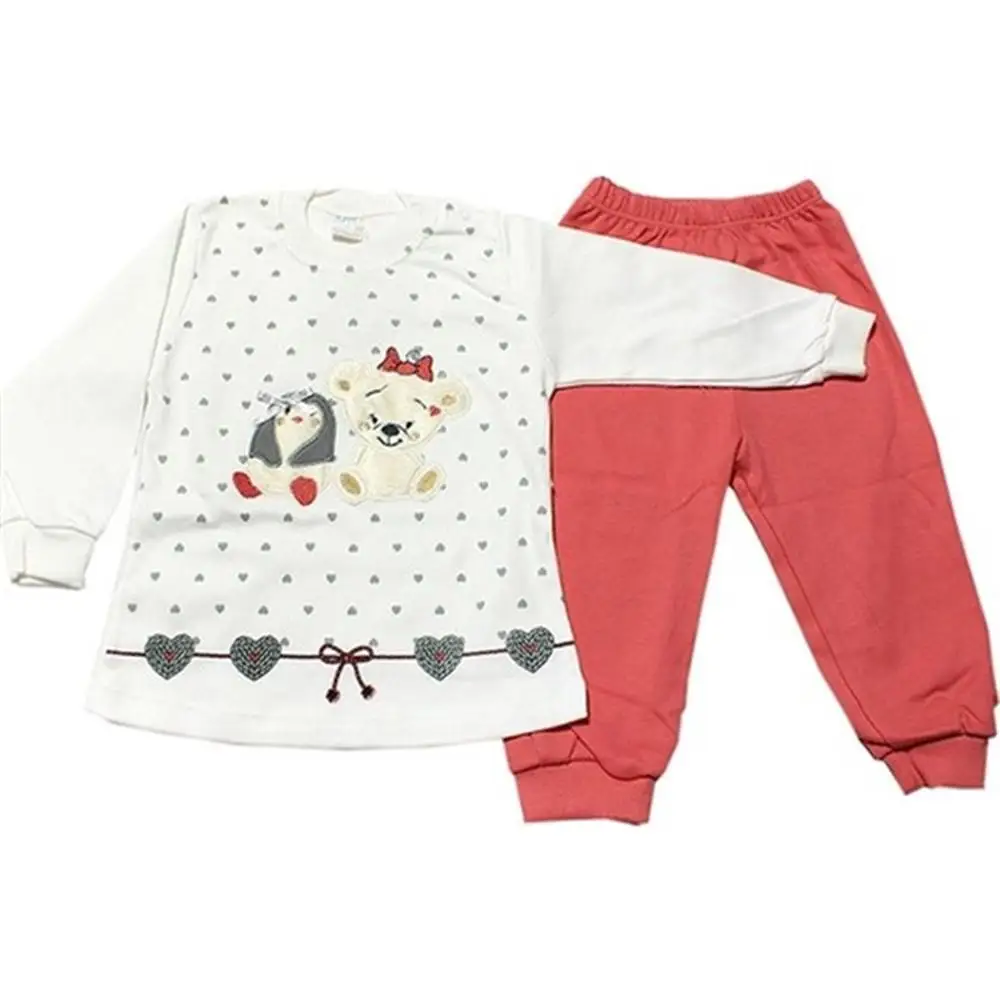 

Jaju Baby Baby Girl with Teddy Bear Printed 2-Piece Bottom Top Set