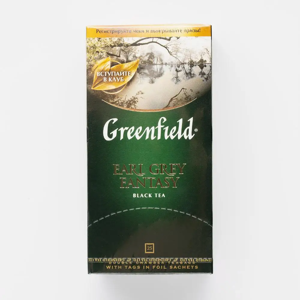 Чай Greenfield Earl Grey Fantasy чёрный 25 пакетиков 50 г | Продукты