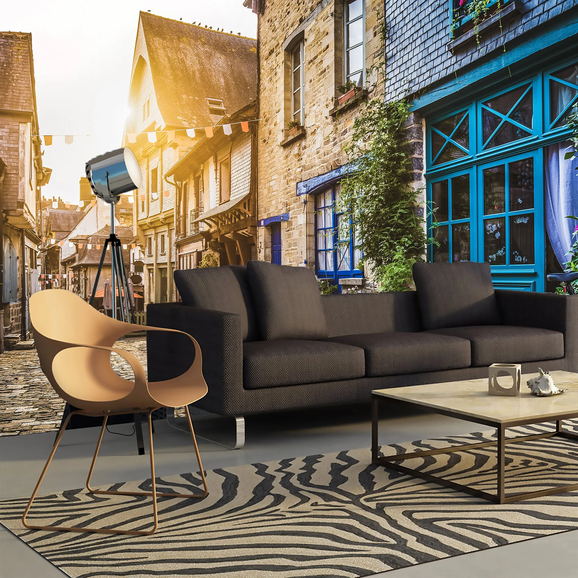 Обои фотообои 3d на стену обои флизелиновые фото стену. Атмосферные улочки тихого