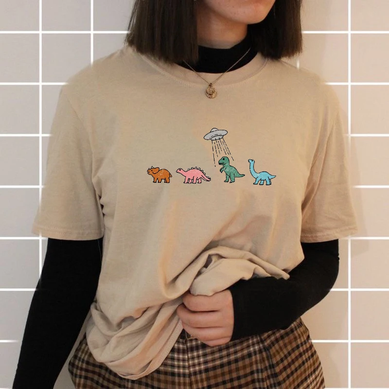 

Cartoon Space Dinosaur Graphic Tee Harajuku Aesthetic Casual Streetwear Egirl Women T Shirt Ulzzang Summer Fashion Tops Clothes
