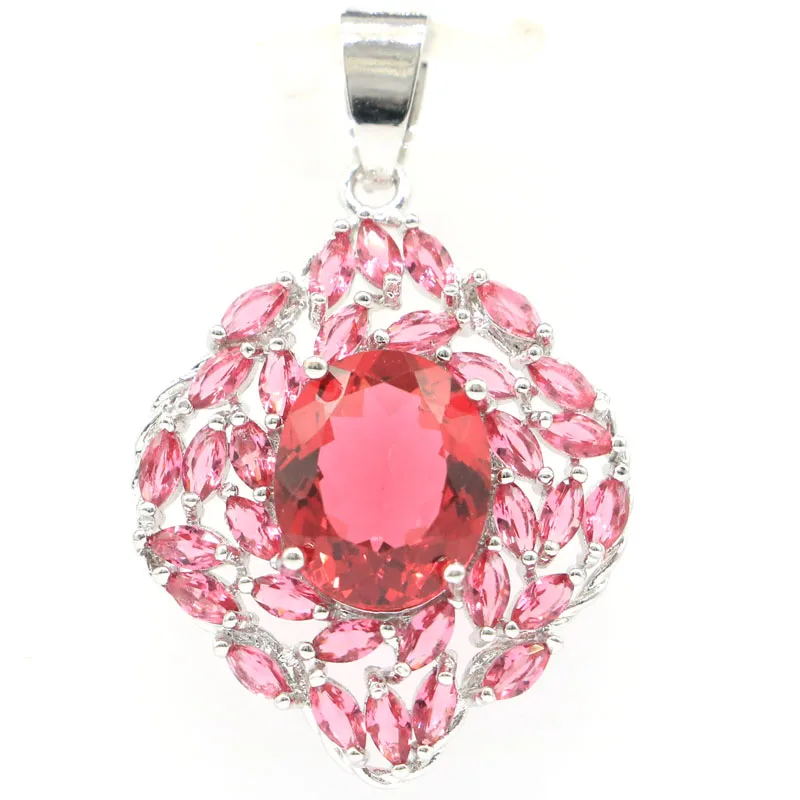 36x23mm Elegant Green Peridot Rhodolite Garnet For Women Dating 925 Sterling Silver Pendant Eye Catching | Украшения и аксессуары