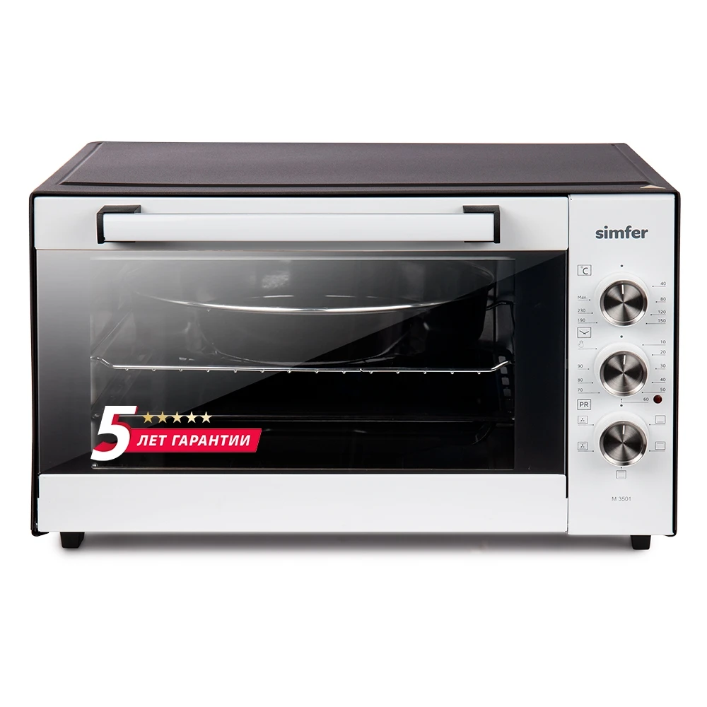 Мини-печь духовка Simfer M3516 M3501 M3504 5 режимов работы конвекция 2 противня подсветка