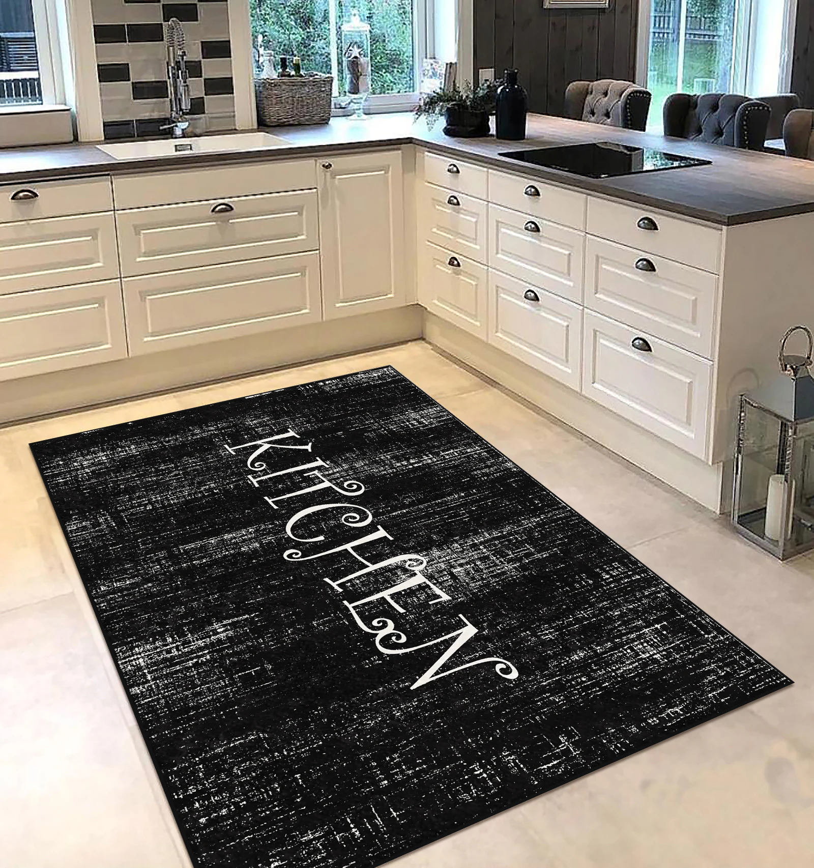 

black white kitchenware patterned kitchen rug modern carpet rug personalized gift free shipping kitchenware black runner