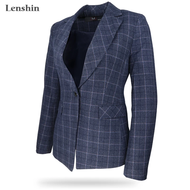 Lenshin мягкая и удобная Высококачественная клетчатая куртка с карманом офисный