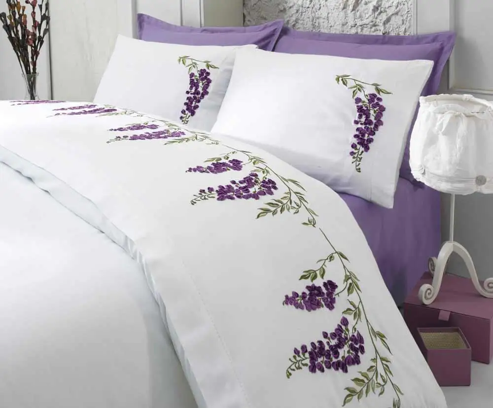 

Ruching Begonville Embroideried Cotton Satin Duvet cover set