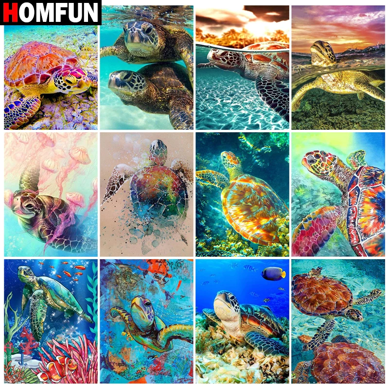 

Алмазная живопись HOMFUN «Морская Черепаха», картина Стразы 5D с полным заполнением, вышивка крестиком, декор «сделай сам»