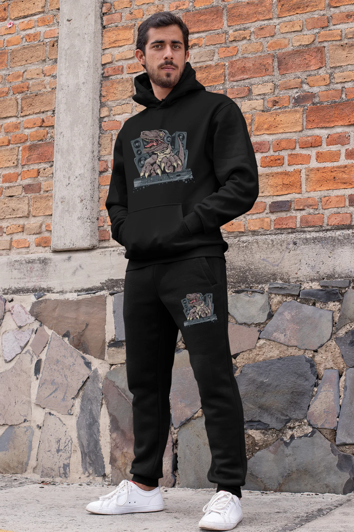 Мужской спортивный костюм Angemiel Черный свитшот с капюшоном спортивные штаны |