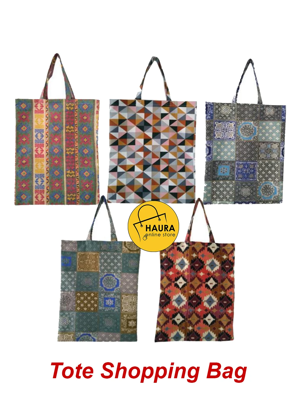 

Authentic Vintage Old Fashion Traditional Patterned Shoulder Strap Shopping Beach Linen Cotton Fabric Retractable Tote Bag